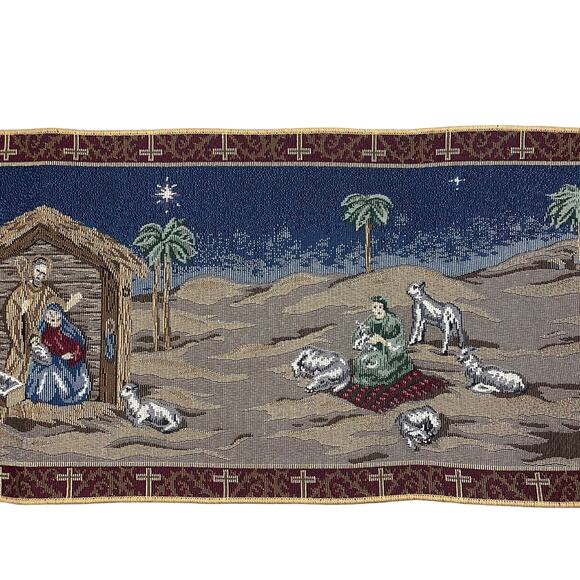 Christmas Nativity Scene Three Wise Men Jesus Christ Table Runner Wall Hanging - Picture 6 of 8